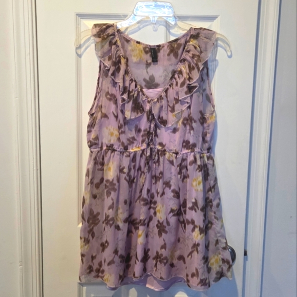 Vero Moda Floral Ruffle Blouse - Lavender L